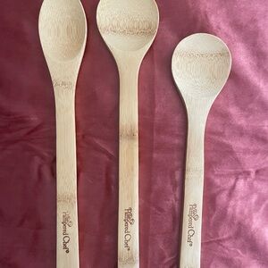 Pampered Chef Bamboo Spoon Set - Natural Wood